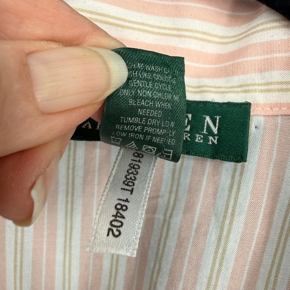 Lauren Ralph Lauren NWT Womens Striped Pajama Set Pink White Cotton XL/M - Picture 10 of 11